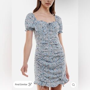 NWT Almost Famous blue floral dress juniors sz L